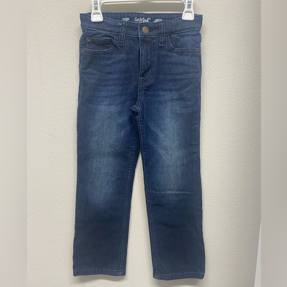 CAT & JACK Boy's Straight Fit Stretch Jeans - Dark Blue Size 7